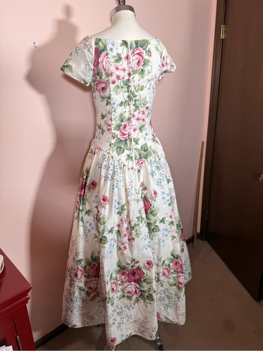 Vintage Loralie original rose floral full skirt Victorian tea dress medium - Picture 5 of 16